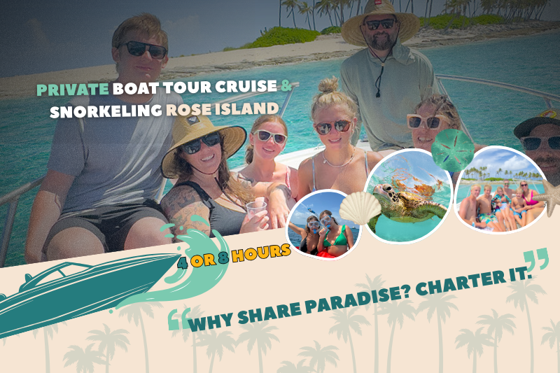 Private boat tour on crystal-clear Nassau waters with snorkeling gear and water toys